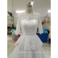 Aoliweiya cuentas / perlas / Rhinestone / vestidos de boda de cristal con 3/4 mangas